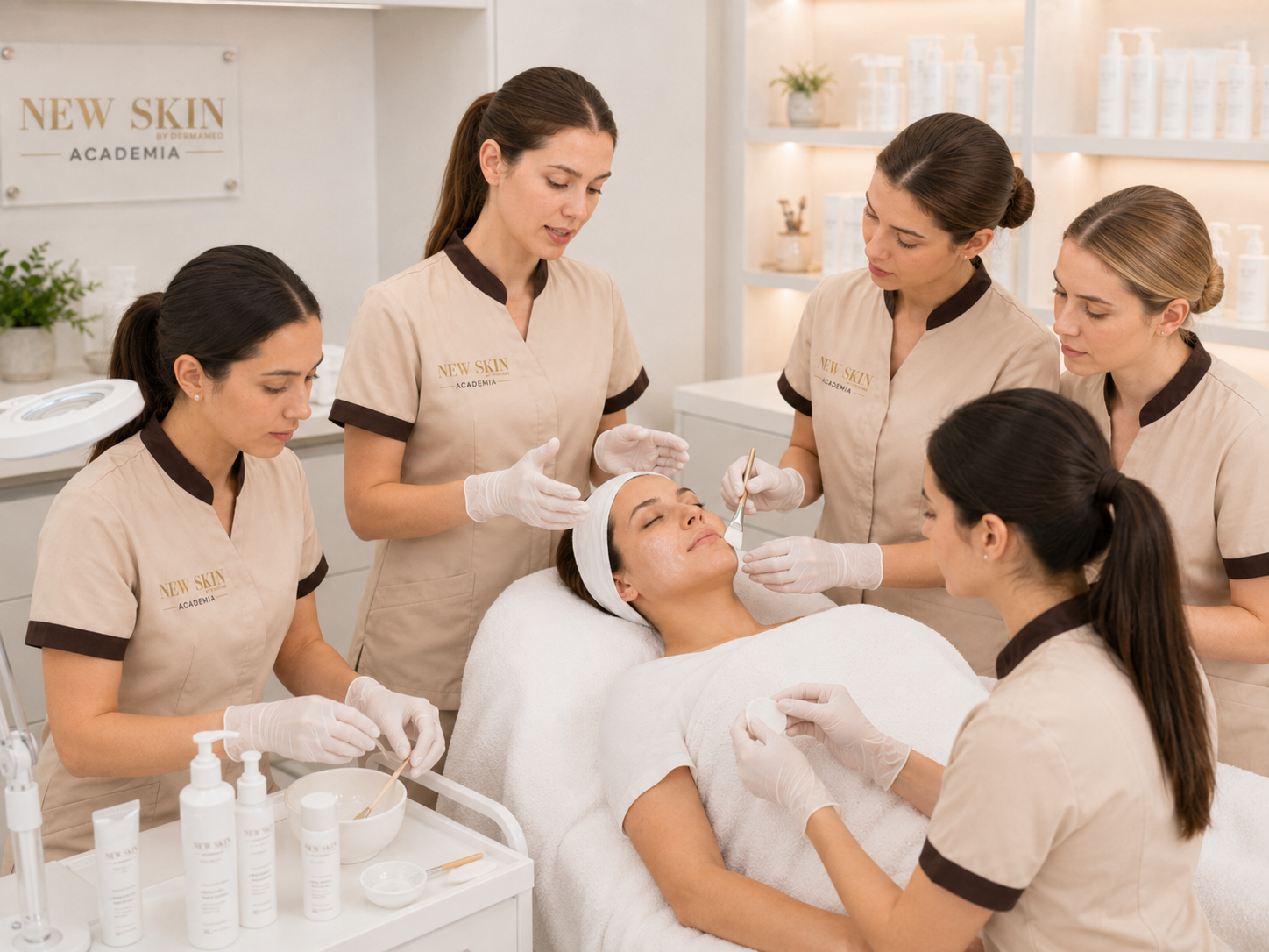 Prácticas clínicas supervisadas en procedimientos cosmetológicos.